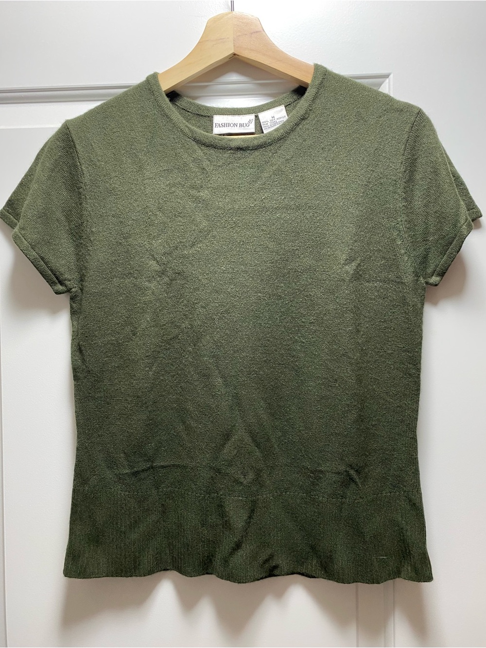 Fashion Bug Super Soft Cap Sleeve Olive Green Top EUC snug M